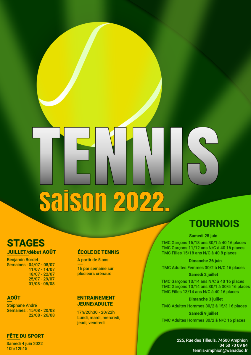 Tournois Multi-Chance de Tennis @ TAP - 225 rue des Tilleuils